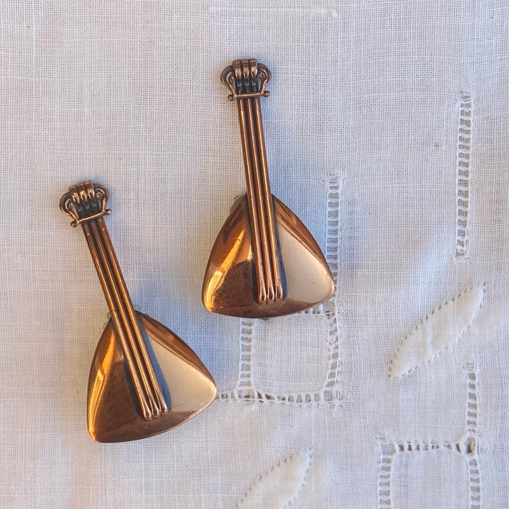 Vintage Copper Balalaika Earrings